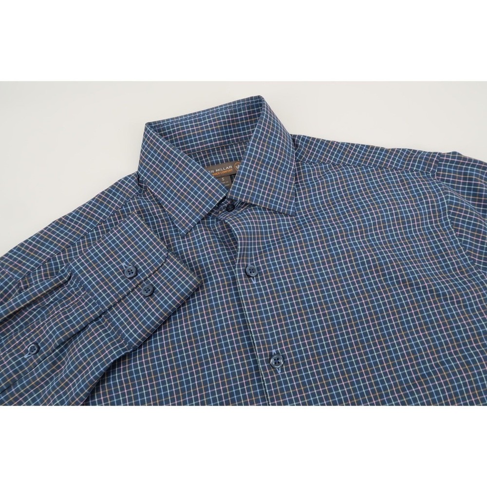 Peter Millar Summer Comfort Button Down Shirt Mens Small Navy Checks Performance